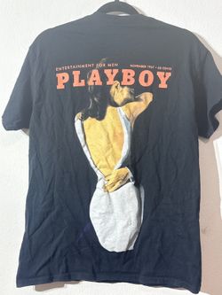 PLAYBOY by PlayBoy Men's graphic print shirt Black Orange Logo Used Size: medium