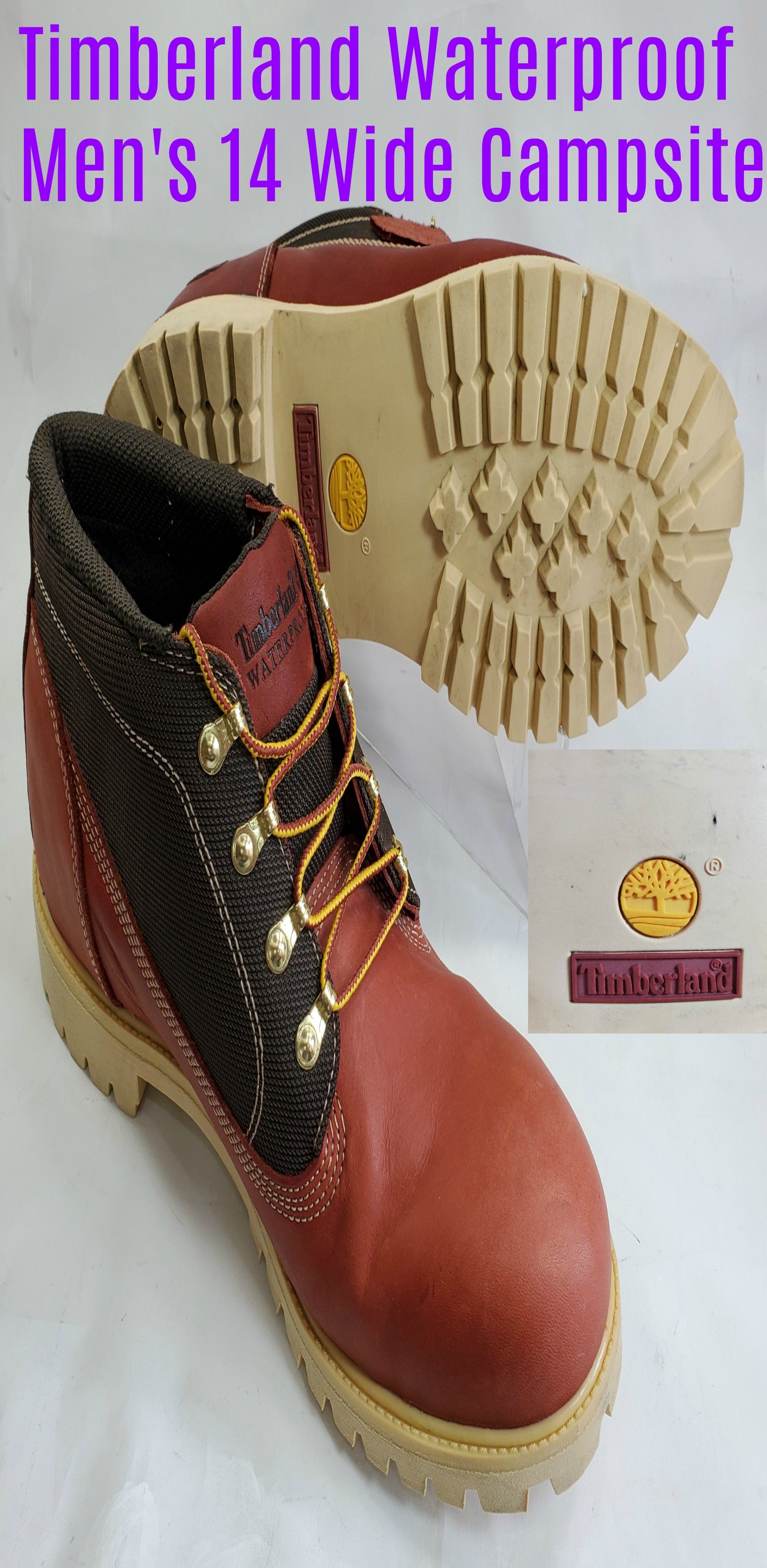 Timberland Men's 14 Wide Mid Leather Boots Heavy Duty Rubber Soles Chukka Ankle