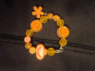 Orange Smiley Face Charm Bracelet