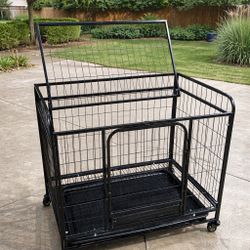 🐶 Heavy Duty Dog Crate on Wheels – Indoor & Outdoor Use – Lockable Door L30.7 × W18.9 × H26.0 in
