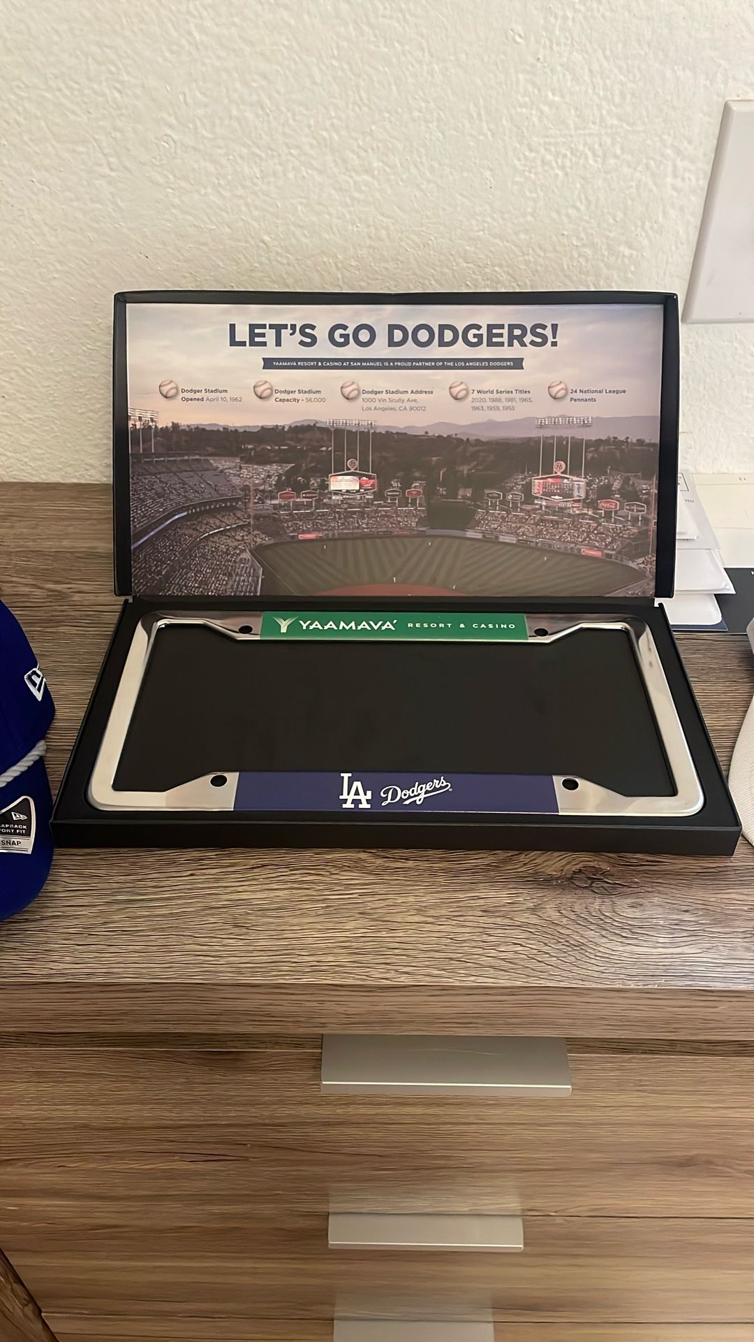 Dodgers License Plate With Box And Two Brand New Dodgers Hats