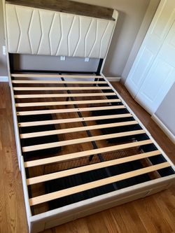 Full size bed frame with drawers