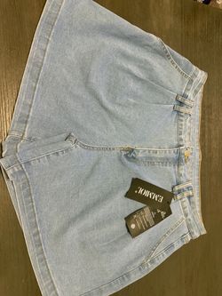 EMMIOL Light Wash Denim Mini Skirt