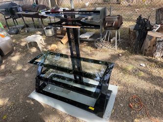 Black Glass TV Stand with Mount