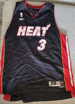 Reebok Dwyane Wade Miami Heat Jersey Large Black #3 NBA Team Apparel