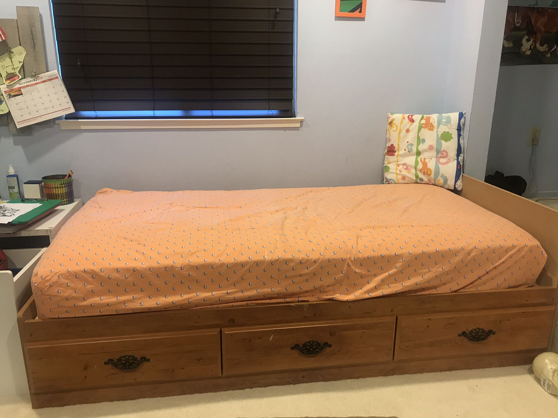 Twin Mate's & Captain's Bed with Drawers with Mattress Pick up only