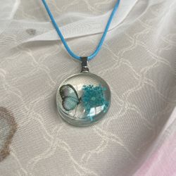 GLASS BUTTERFLY 🦋 CHARM & CORD NECKLACE 