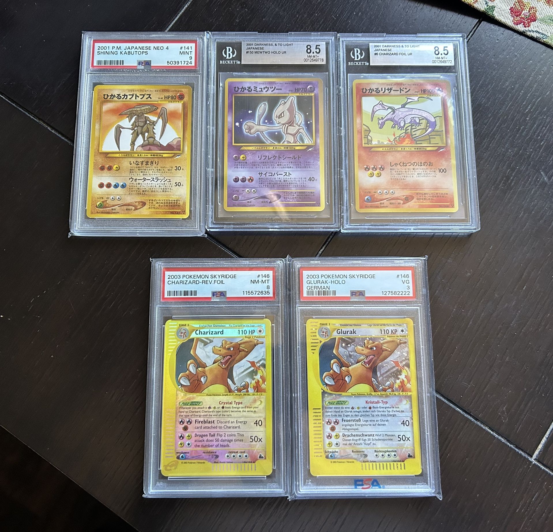 Graded Pokemon Cards: Shining Charizard, Crystal Charizard Etc. Neo Destiny | Skyridge Holos