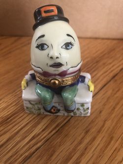 HUMPTY DUMPTY Sat On The Wall ~ Limited Edition ~ Limoges Trinket Box ~ Peint Main France ~ Rare Vintage
