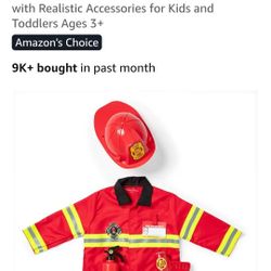 Kids Firefighter Costume 3-6 Years Old 