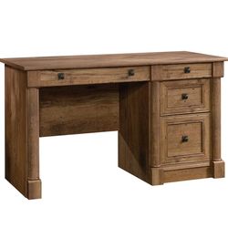 Sauder Palladia Computer Desk with Drawers, Home Office Desk with File Cabinet Storage Drawer, Cable Management, Keyboard Tray, in Vintage Oak finish