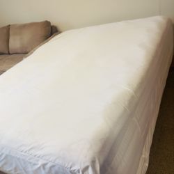 Queen Mattress, Box And Metal Bed Frame 