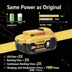 10 ~ 1PACK For DeWalt 20V 20 Volt Max 8.0AH Lithium Battery DCB206 DCB208 DCB204
