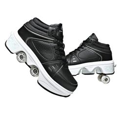 Four-Wheel 2-in-1 Roller Skate Shoes Unisex Skates Detachable Kids Sneakers with Wheels