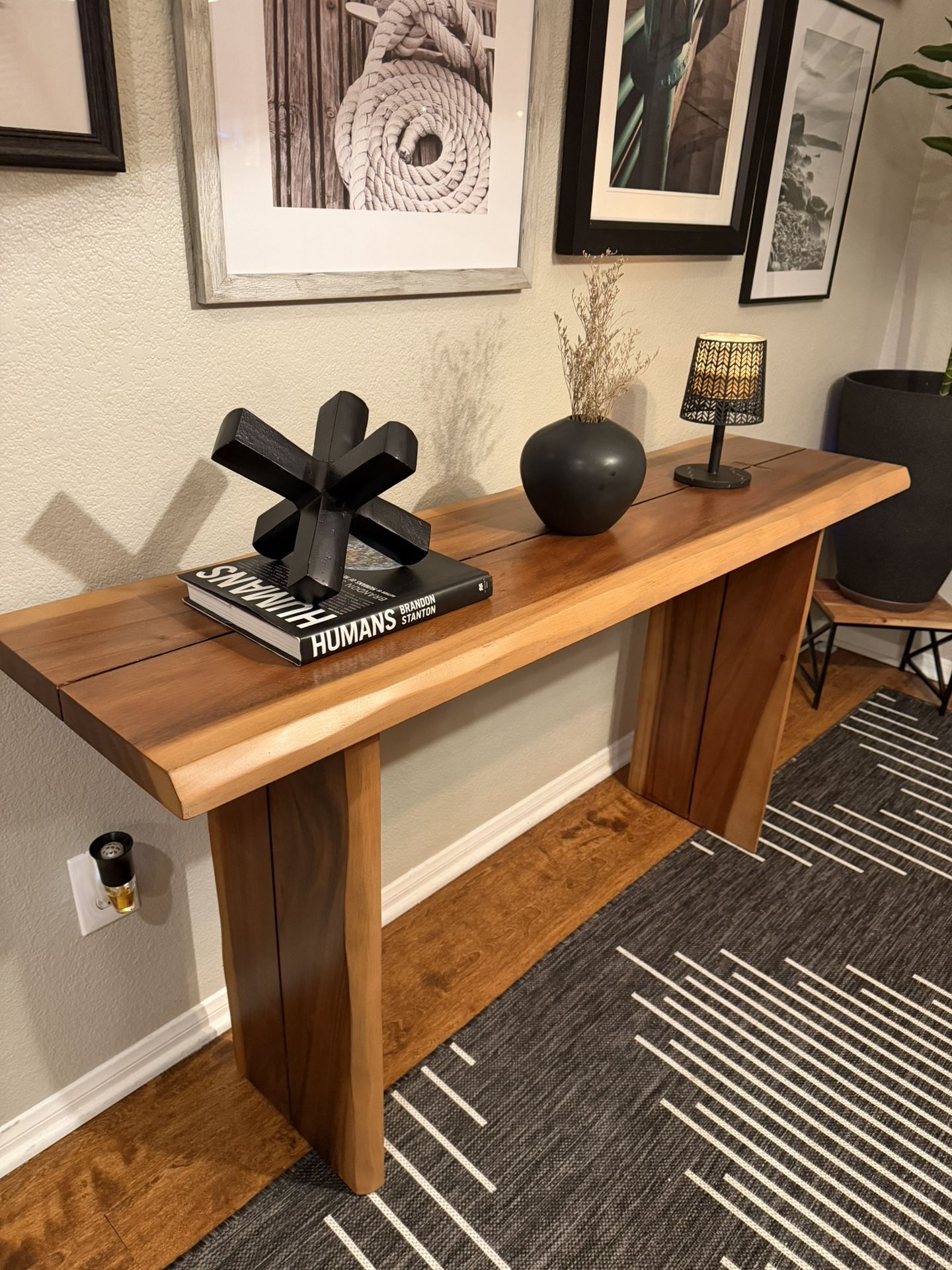 Rustic Pecan Live Edge Wood Console Table