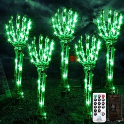 5 Pack Light Up Arm Stakes Decor 150 LED Waterproof Hands Pathway Lights with 11 Lighting Modes Indoor Outside Yard Lawn Garden Scary Creepy Party Pro