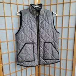 J.Crew Black and White Patterned Insulated Vest 
