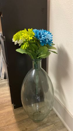 Beautiful flower vase with colorful faux flowers for sale