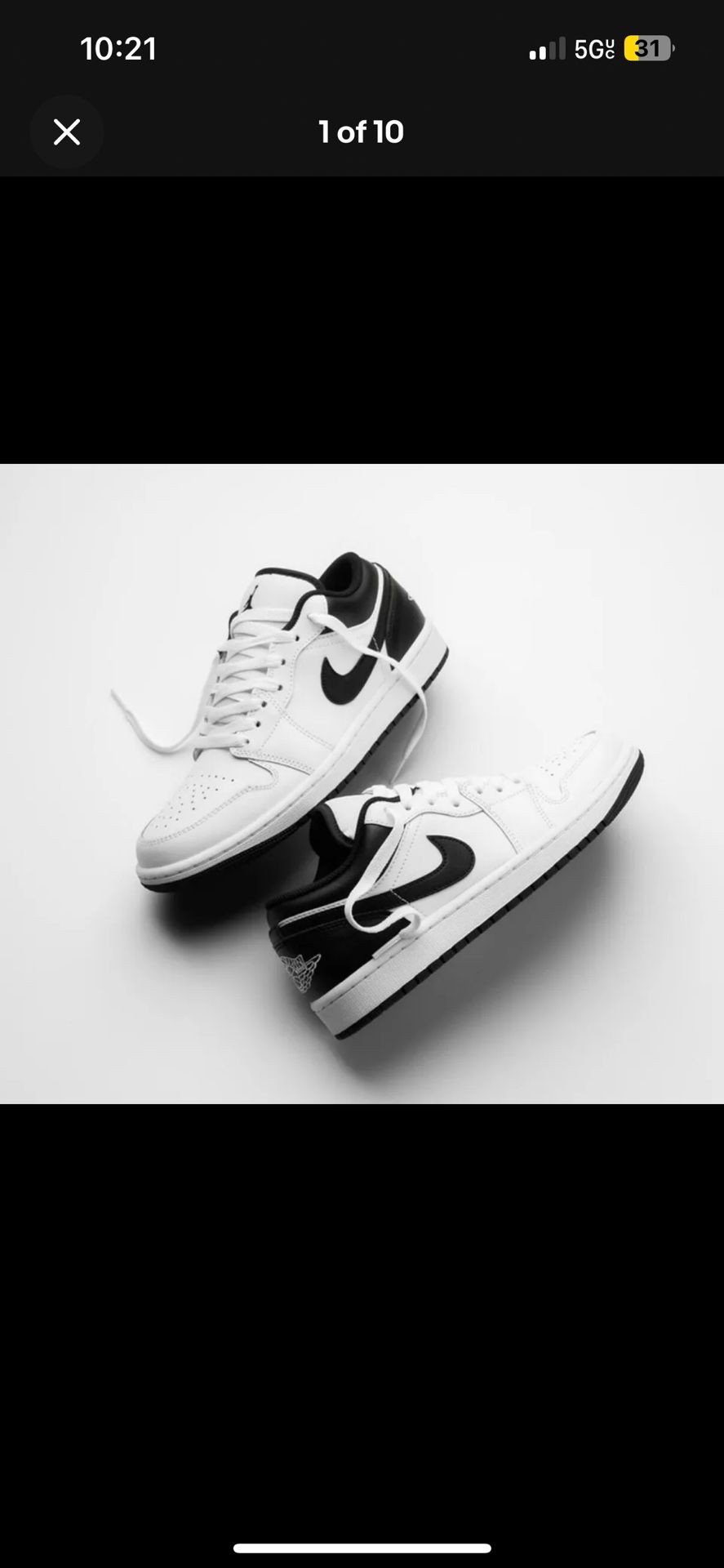Jordan 1 low white black size 12.5 new