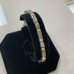 Bracelet 14k, White Gold And Diamonds, 11.7grms