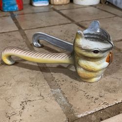 Vintage Painted Cast Aluminum Metal Squirrel Nutcracker Unique Design