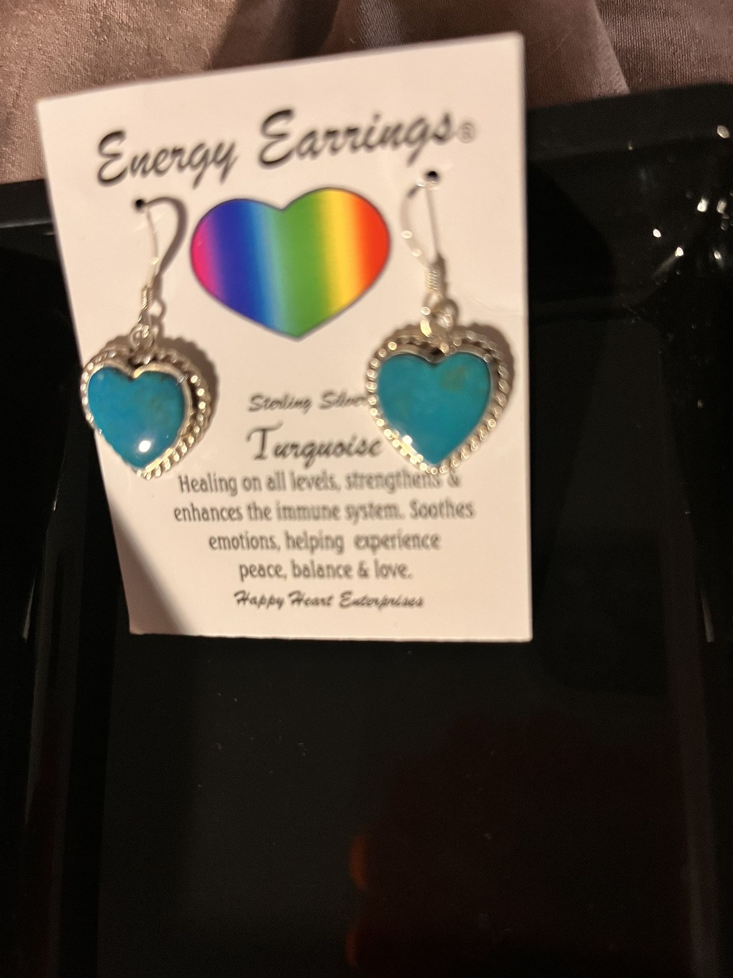 Real Turquoise Heart Shaped Earrings