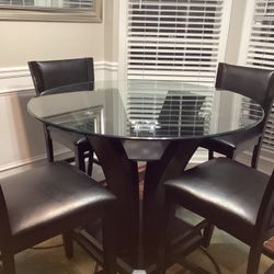 Espresso round Dining Table And Chairs