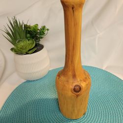  Turned Wood Aspen  Vase 10" Tall