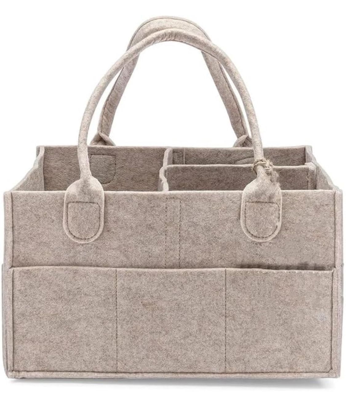 Diaper Caddy Organizer, Portable Storage Basket Bin for Changing Table and Car Shower Basket, Portable Diaper Storage Gift for New Mom-Oatmeal