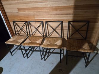 4 Wicker and Metal Chairs