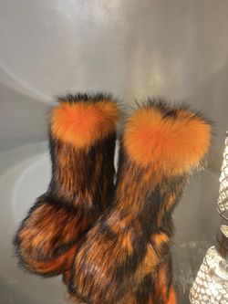 Orange Faux Fur Boots Size 7.5, 8, 8.5, 9,9.5,10 Message True Size & Order 