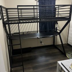 Gaming Loft Bed With LED Lights 