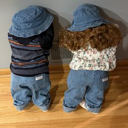 VTG Time Out Doll Girl  Red Curly Hair & Boy Set Hide & Seek Stand In A Corner 