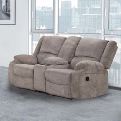Mocha Chenille Fabric Couch Loveseat Recliner Sofa