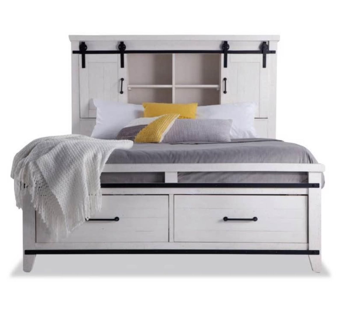 Bob’s Montana Queen White Bookcase Storage Bed