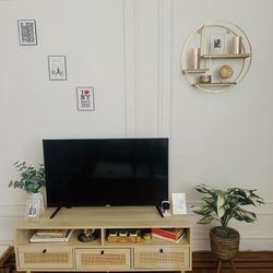 neutral wood tv stand 