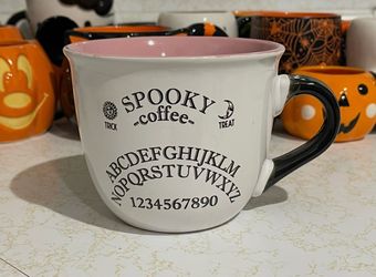 Spooky Coffee Ouija Spirit Board Halloween Mug Pink Coquette Large Coffee Cup