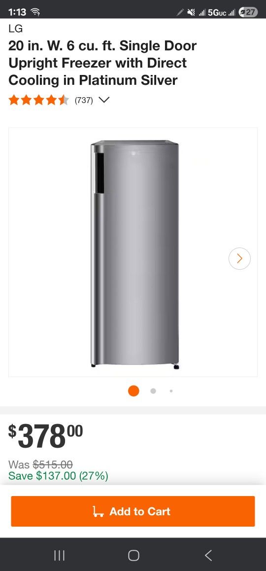 LG Refrigerator New In Box