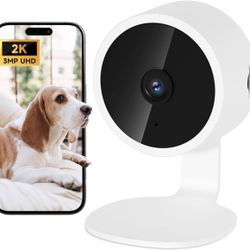 2K 3MP Home Security Camera, 2.4G WiFi Indoor Surveillance Cameras for Pet Cat Dog Cam, Baby Monitor with Phone App, Night Vision, 2-Way Audio, Motion