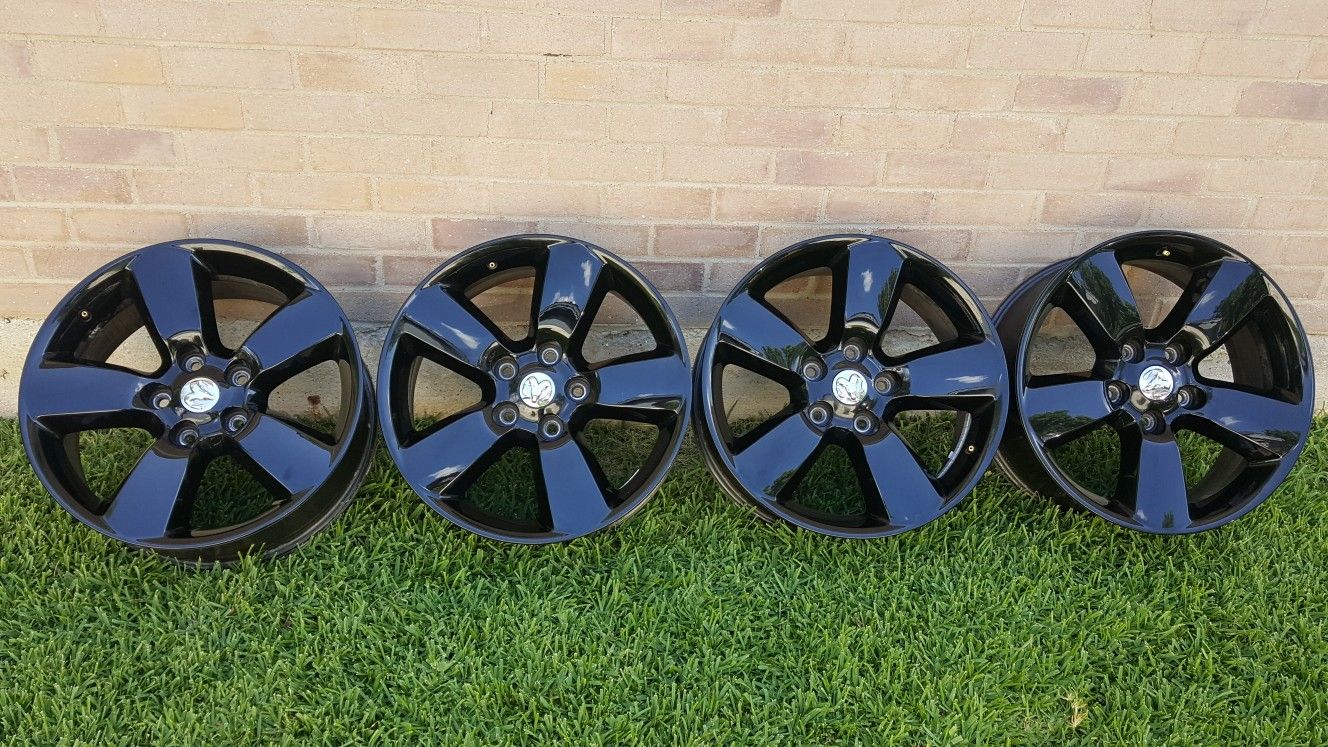 NICE BLACK DODGE RAM RIMS OEM WITH TIRES