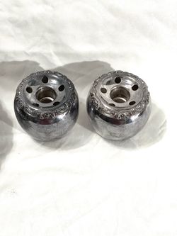 Antique heavy silver plate (Wallace) baroque pattern candleholders