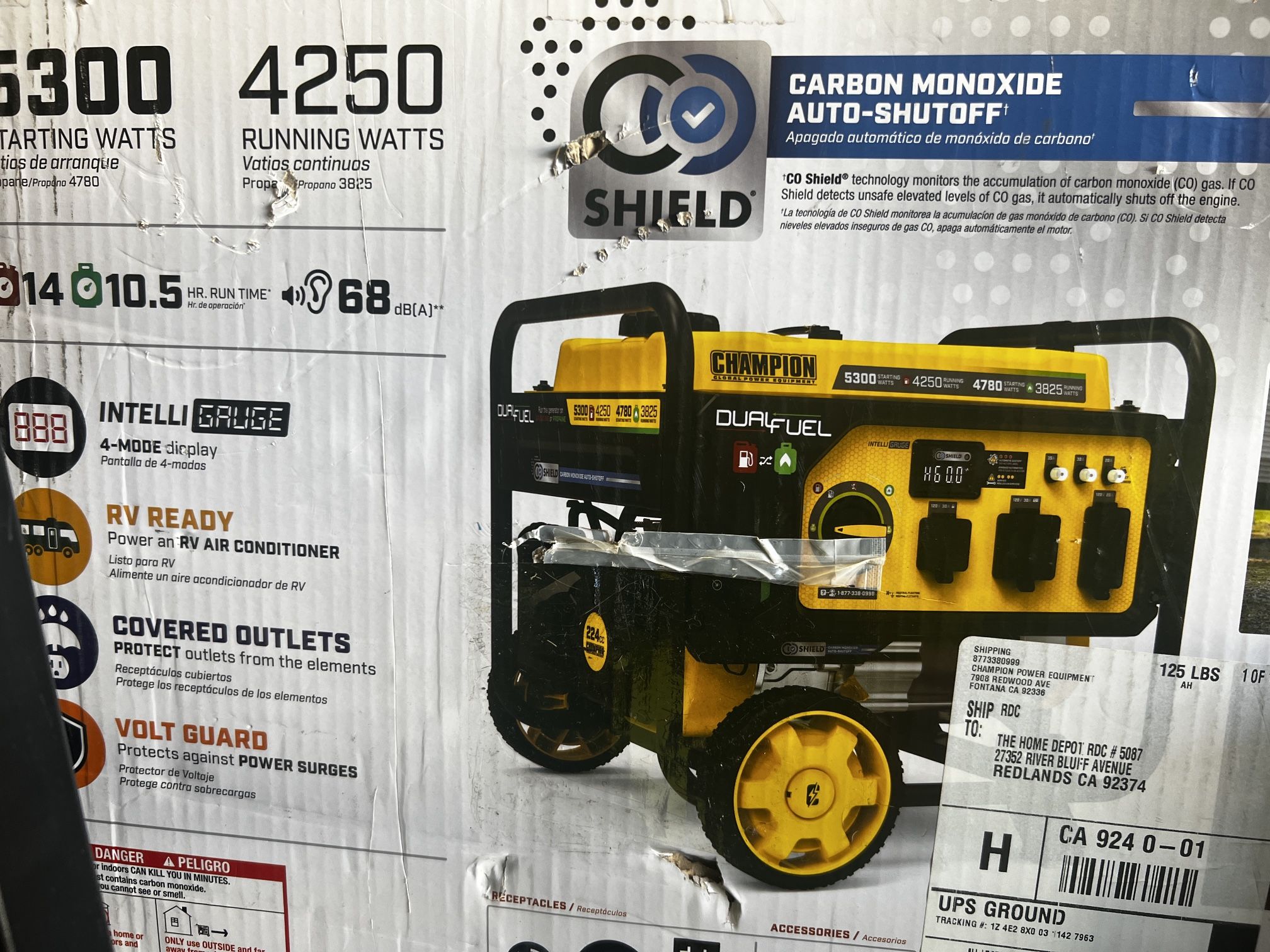 Champion Power GENERATOR 5300/4250-Watt Gasoline and Propane Powered Dual Fuel Portable Generator with CO Shield