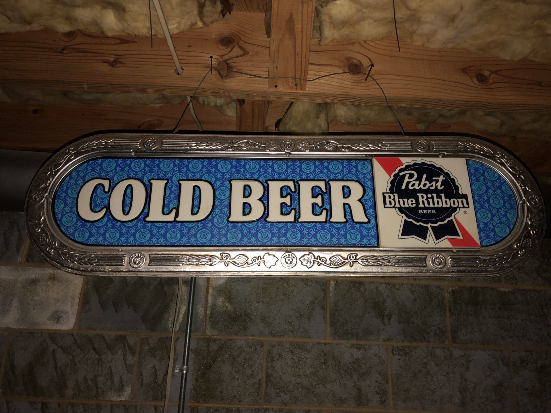 1970’s Pabst Blue Ribbon “Cold Beer” Lighted sign bar