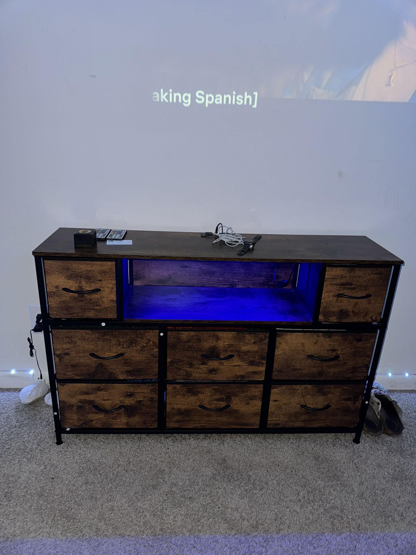 8 Drawer LED Compartment Dresser/ Tv Stand