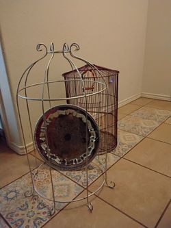 Antique cage with silver platter