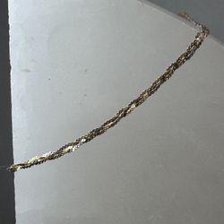 14K Solid Gold Multi-tone 1.7mm Braided Serpentine Link Bracelet 7” .9g RG YG WG
