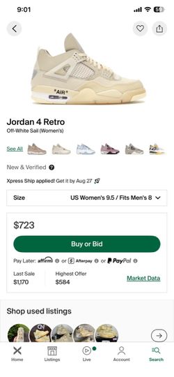 Jordan 4-Off White-Brand New-Size 8M