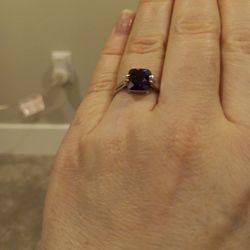 Faux Amethyst -Sterling Silver Ring