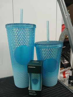 Starbucks Blue Studded Cold Cup Tumbler Set