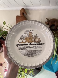 Quiche Lorraine ceramic pie dish with recipe Royal China